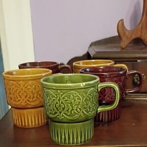 5 Vintage Japan Stacking Mugs